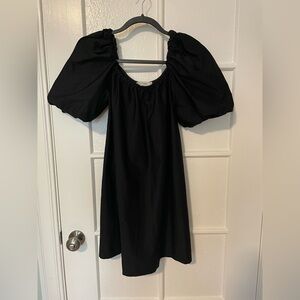 Mango - Black - Off The Shoulder Puff Sleeve Dress - Size 4